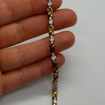 925 Sterling Silver Gold Plated CZ Bracelet