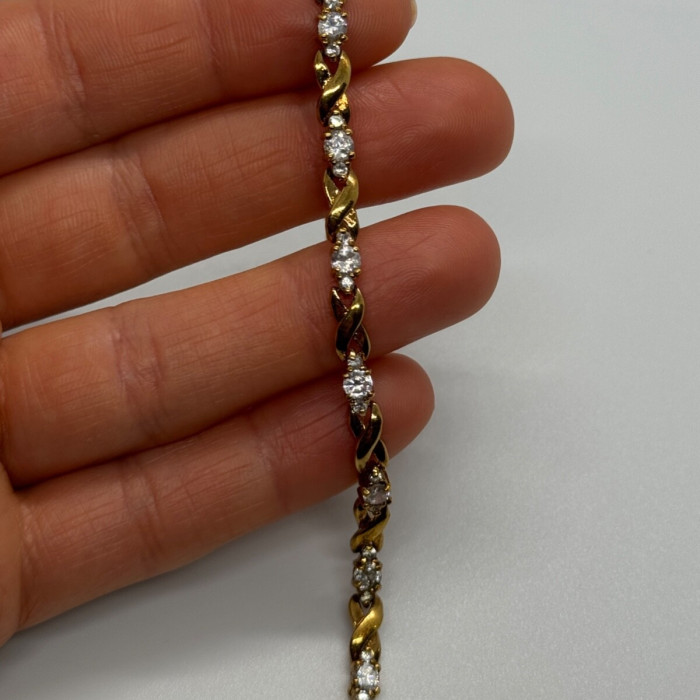 925 Sterling Silver Gold Plated CZ Bracelet
