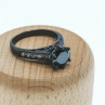 Black 925 Sterling Silver Spinel & CZ Ring Size 9.25