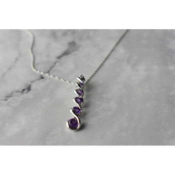 10K WHITE GOLD AMETHYST & DIAMOND CHAIN WITH PENDANT