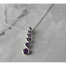 10K White Gold Amethyst & Diamond Chain With Pendant
