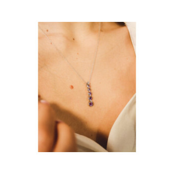 10K WHITE GOLD AMETHYST & DIAMOND CHAIN WITH PENDANT