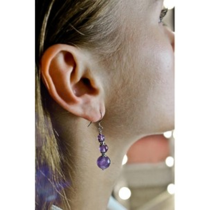 925 Sterling Silver Amethyst Earrings