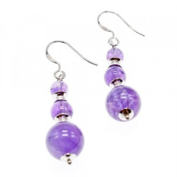 925 Sterling Silver Amethyst Earrings