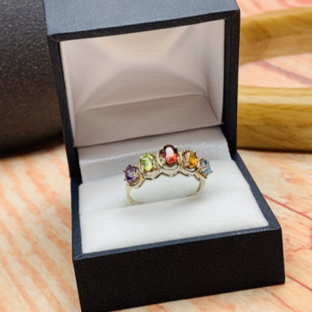 925 Sterling Silver Multi Gemstones Ring Size 9.5