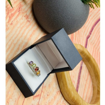925 Sterling Silver Multi Gemstones Ring Size 9.5