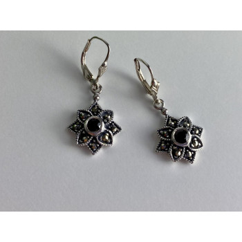 925 Sterling Silver Garnet & Marcasites 