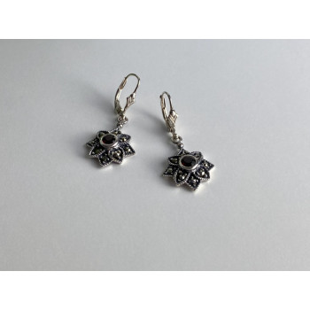 925 Sterling Silver Garnet & Marcasites 