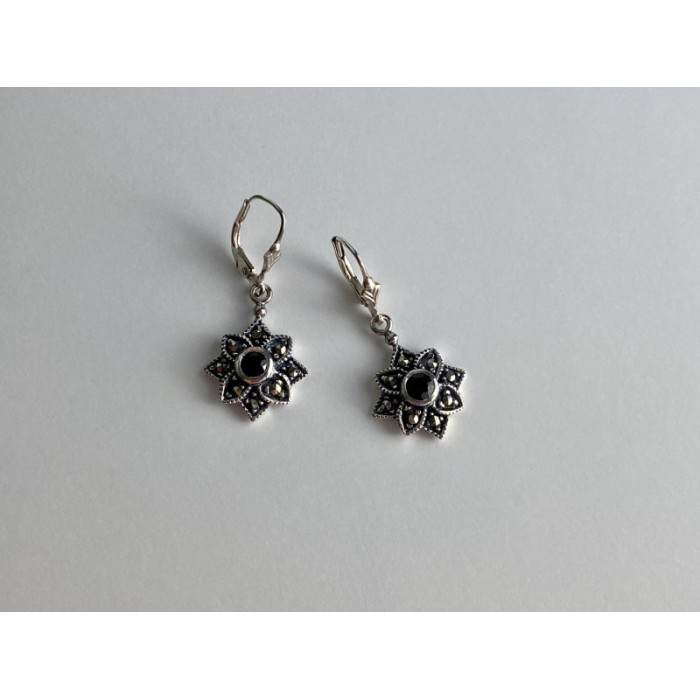 925 Sterling Silver Garnet & Marcasites 