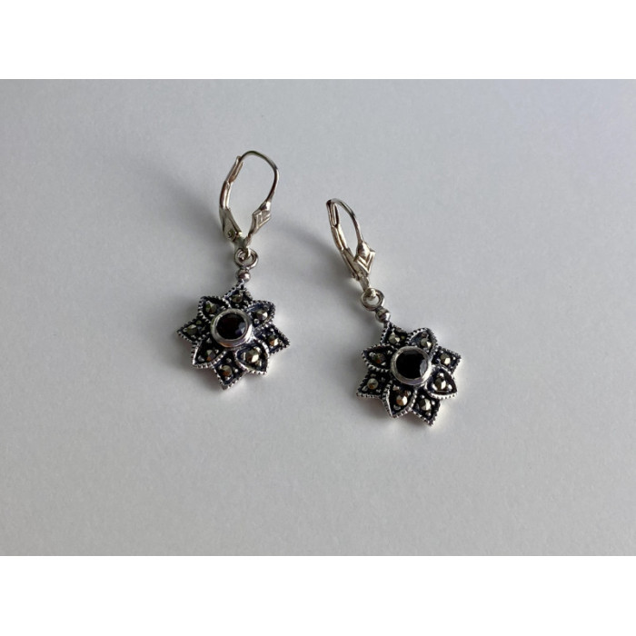 925 Sterling Silver Garnet & Marcasites 