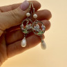 925 Sterling Silver Pearls & Enamel Earrings