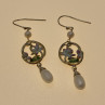 925 Sterling Silver Pearls & Enamel Earrings