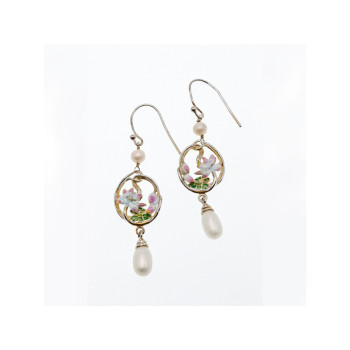 925 STERLING SILVER PEARLS & ENAMEL EARRINGS