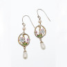 925 Sterling Silver Pearls & Enamel Earrings