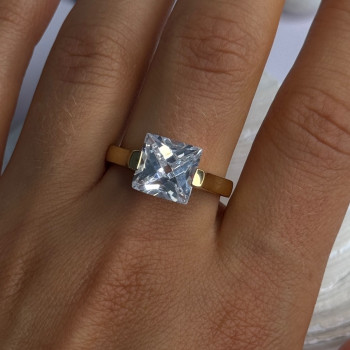 Classy Design 925 Sterling Silver Gold Plated Cz Ring Size 10