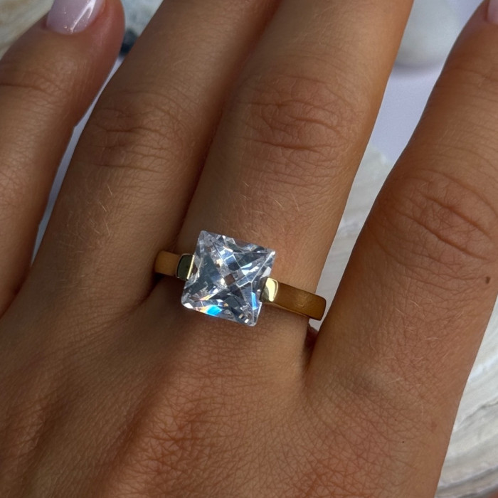 Classy Design 925 Sterling Silver Gold Plated Cz Ring Size 10