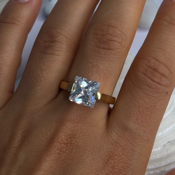 Classy Design 925 Sterling Silver Gold Plated Cz Ring Size 10