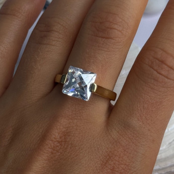 Classy Design 925 Sterling Silver Gold Plated Cz Ring Size 10