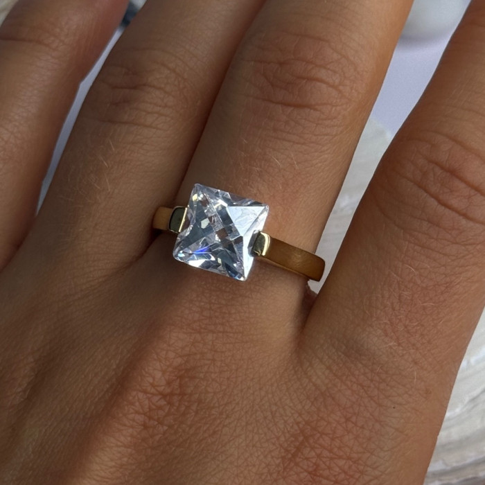 Classy Design 925 Sterling Silver Gold Plated Cz Ring Size 10
