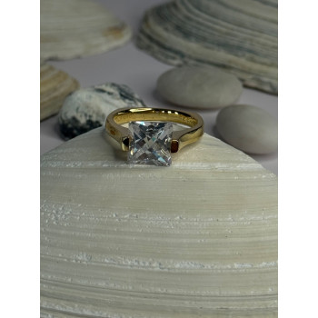 Classy Design 925 Sterling Silver Gold Plated Cz Ring Size 10