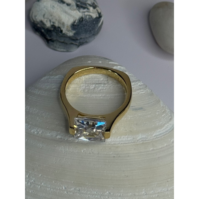 Classy Design 925 Sterling Silver Gold Plated Cz Ring Size 10