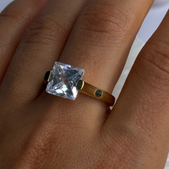 Classy Design 925 Sterling Silver Gold Plated Cz Ring Size 10