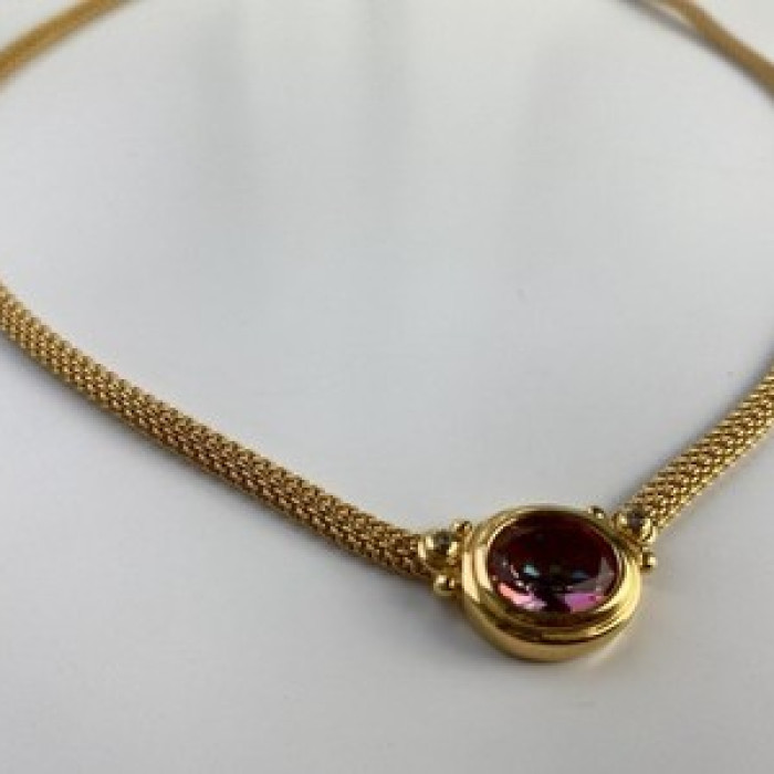 925 Sterling Silver Gold Plated Mystic Topaz Necklace