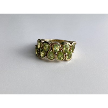 925 Sterling Silver Gold Plated Peridot Ring Size 6.5