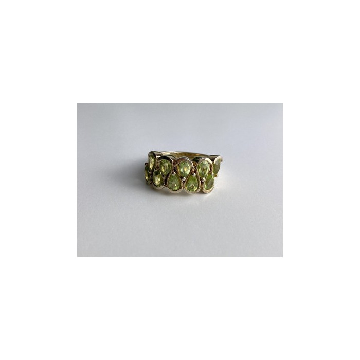 925 Sterling Silver Gold Plated Peridot Ring Size 6.5
