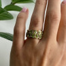 925 Sterling Silver Gold Plated Peridot Ring Size 6.5