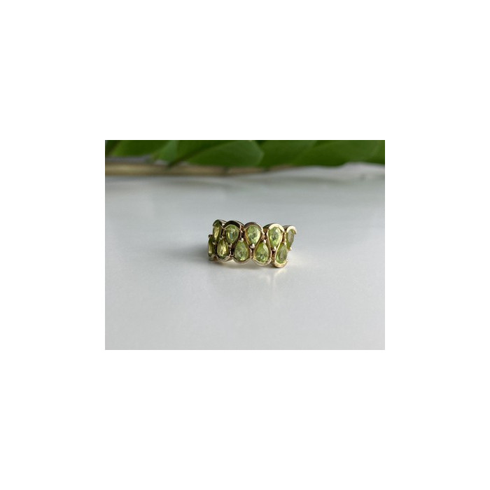 925 Sterling Silver Gold Plated Peridot Ring Size 6.5
