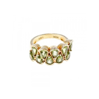 925 Sterling Silver Gold Plated Peridot Ring Size 6.5