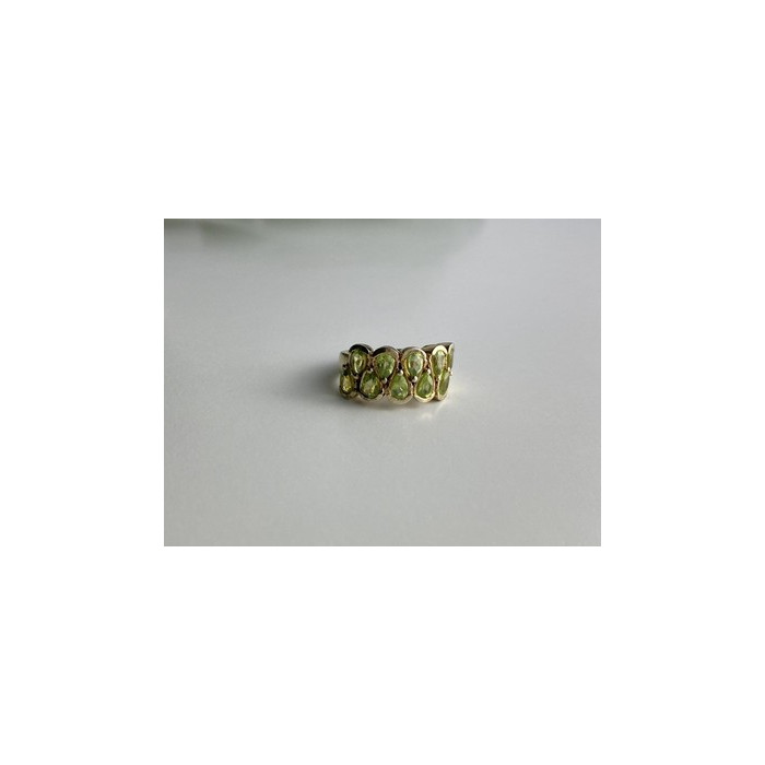 925 Sterling Silver Gold Plated Peridot Ring Size 6.5