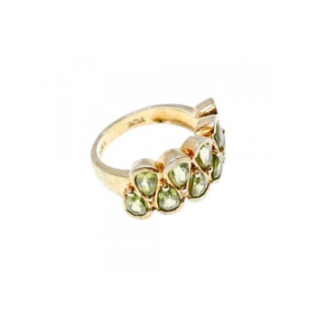 925 Sterling Silver Gold Plated Peridot Ring Size 6.5