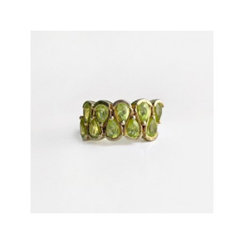 925 Sterling Silver Gold Plated Peridot Ring Size 6.5