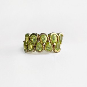 925 Sterling Silver Gold Plated Peridot Ring Size 6.5
