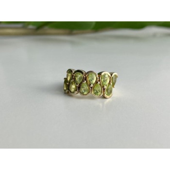 925 Sterling Silver Gold Plated Peridot Ring Size 6.5