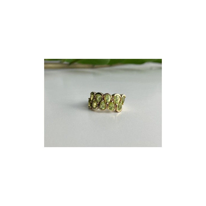 925 Sterling Silver Gold Plated Peridot Ring Size 6.5