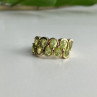 925 Sterling Silver Gold Plated Peridot Ring Size 6.5