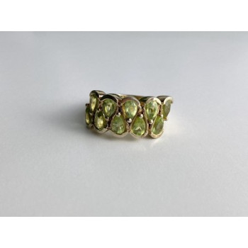 925 Sterling Silver Gold Plated Peridot Ring Size 6.5