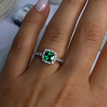 925 Sterling Silver Emerald & Beryl Ring Size 7