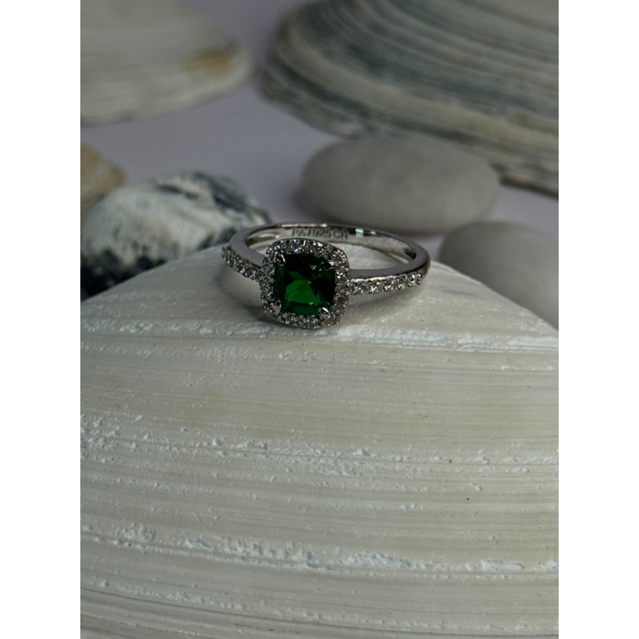 925 Sterling Silver Emerald & Beryl Ring Size 7