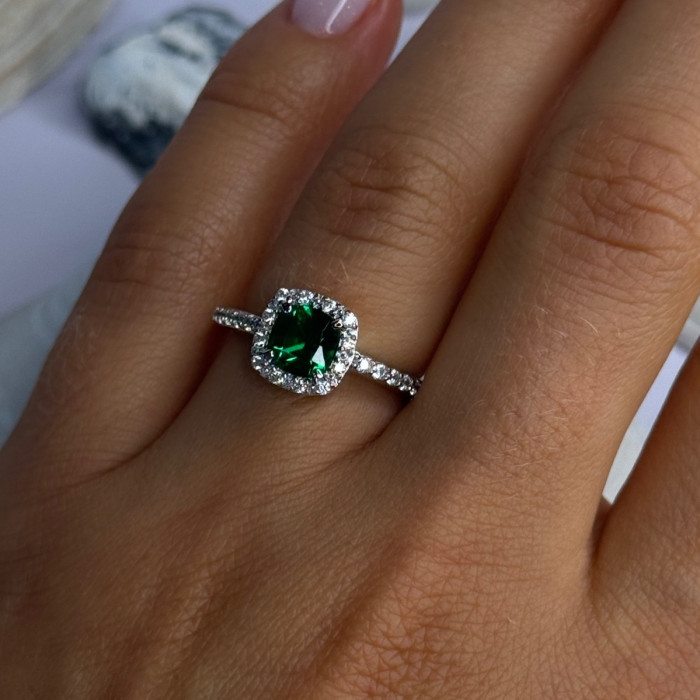 925 Sterling Silver Emerald & Beryl Ring Size 7