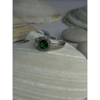 925 Sterling Silver Emerald & Beryl Ring Size 7