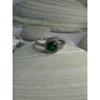 925 Sterling Silver Emerald & Beryl Ring Size 7