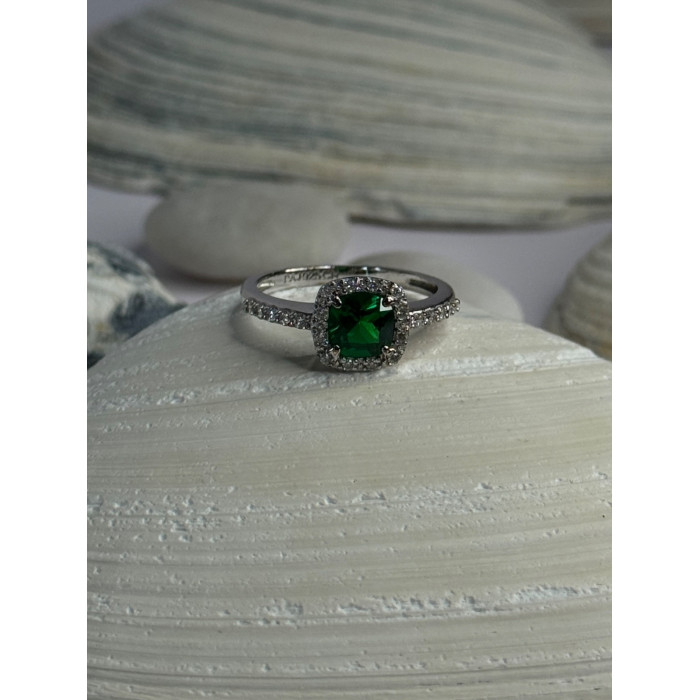 925 Sterling Silver Emerald & Beryl Ring Size 7