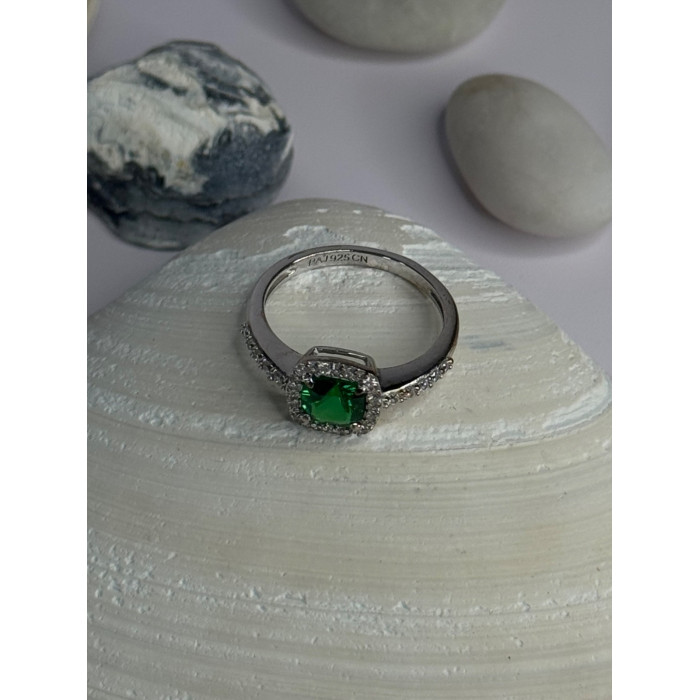925 Sterling Silver Emerald & Beryl Ring Size 7