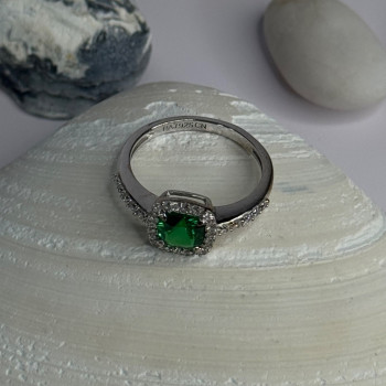 925 Sterling Silver Emerald & Beryl Ring Size 7