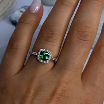925 Sterling Silver Emerald & Beryl Ring Size 7