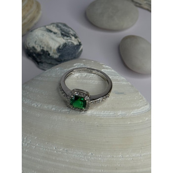 925 Sterling Silver Emerald & Beryl Ring Size 7